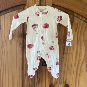Boys Carters red fire tuck 2 way zipper footed sleeper size newborn - NWT